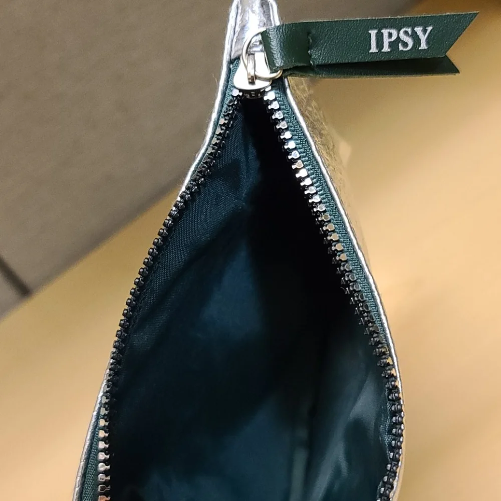 Ipsy Textured Silver Makeup Bag